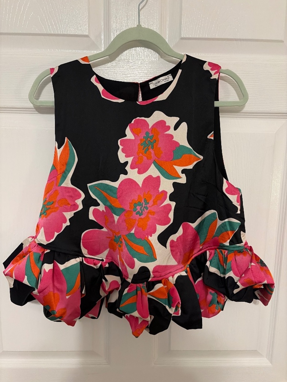 NWOT Carole Christian Sateen Peplum Sleeveless Blouse